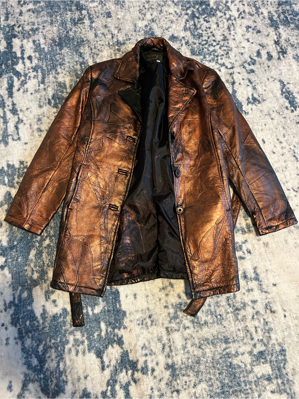 Metallic Bronze Leather Jacket for Women - Vintage-Inspired Coat • M•